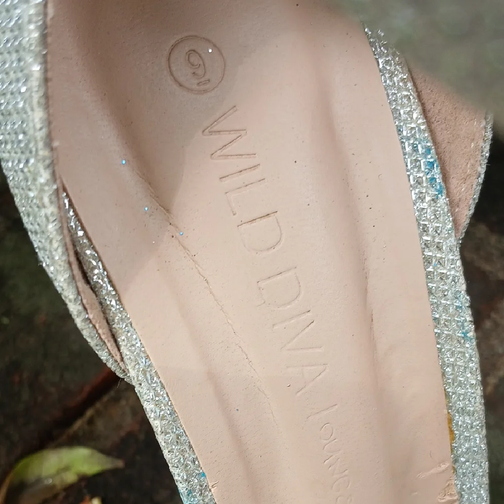 Wild Diva Lounge Silver Glitter High Heel Sandals